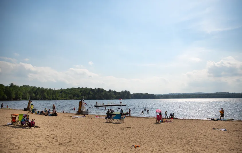 The campground is on the shores of Little Wolf Pond.