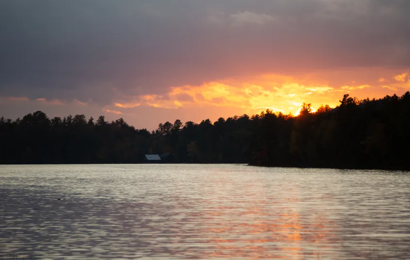 A pond during sunset