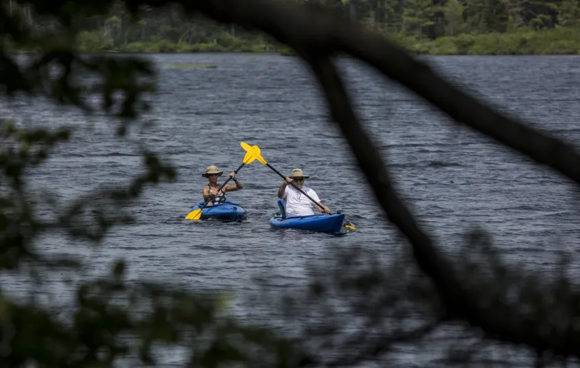 Paddle with the current for seven miles.