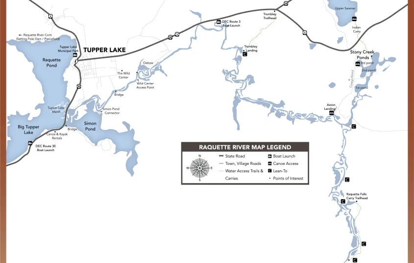 A map of rivers and lakes