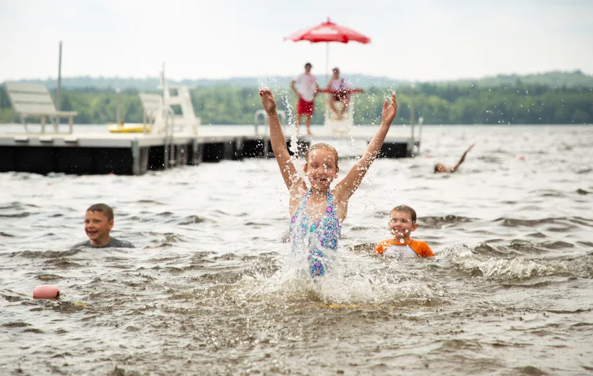 Kids play in the water