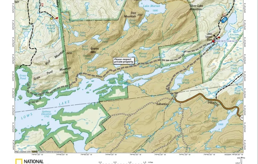 A map of a large complex of ponds and rivers