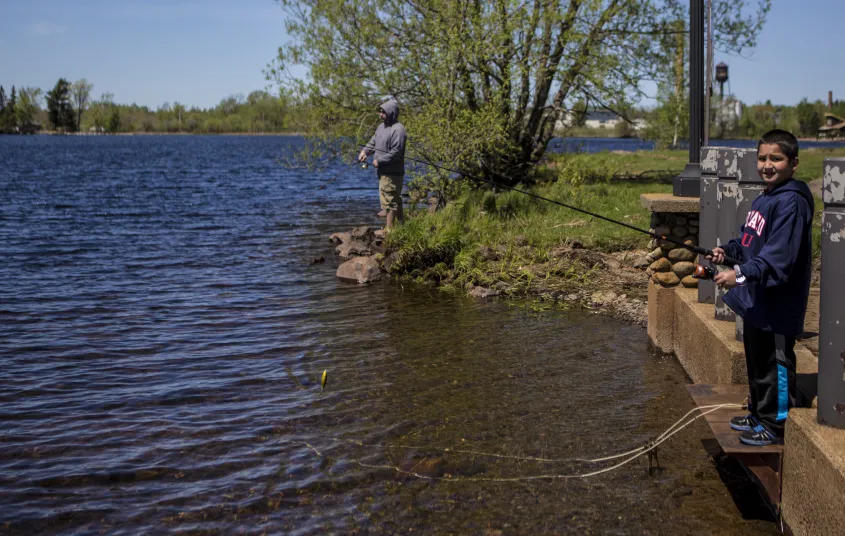 Fish from shore at Raquette Pond.