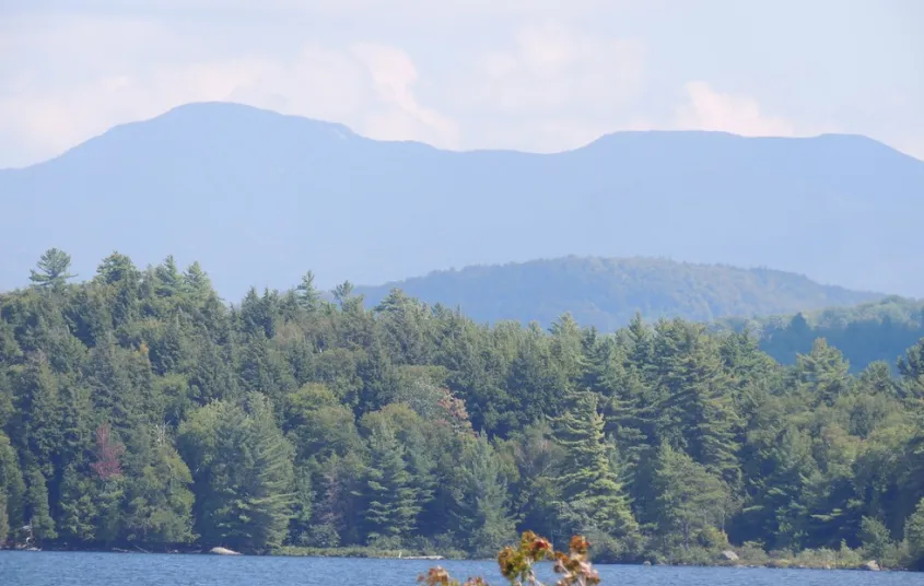 The view of mountains from Simon Pond.