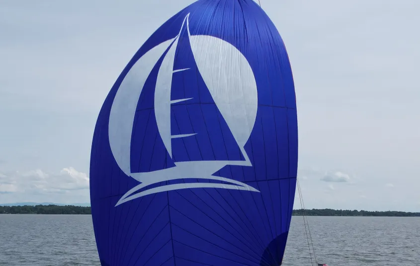 Blue sail on sailboat