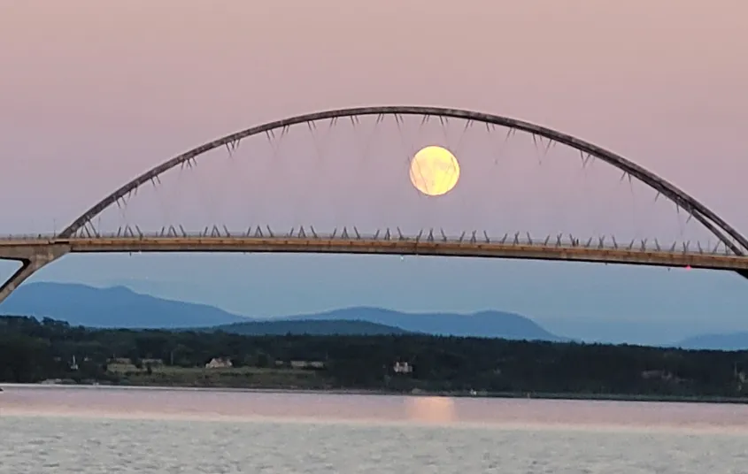 Moon over lake