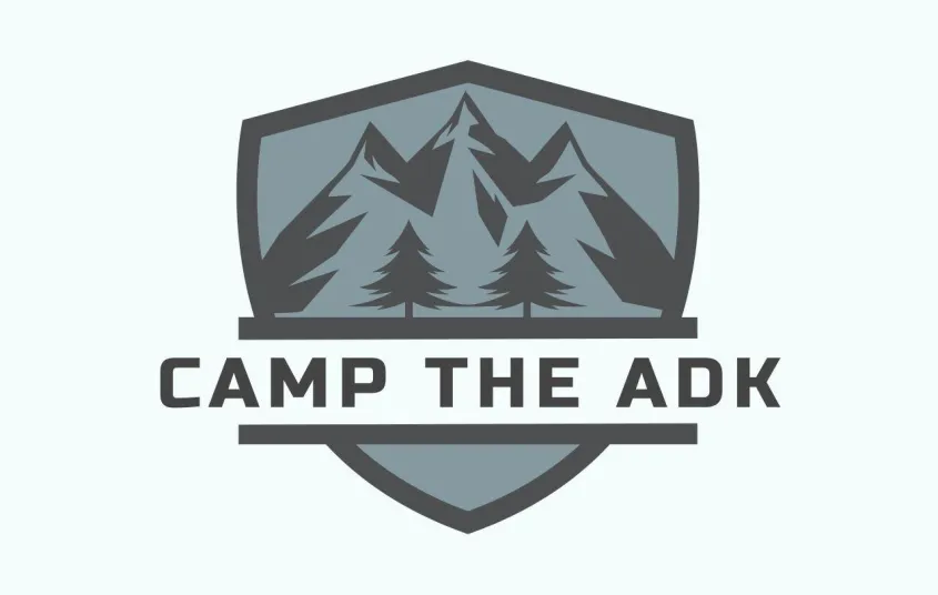 Logo of mountains and the words 'Camp the adk'