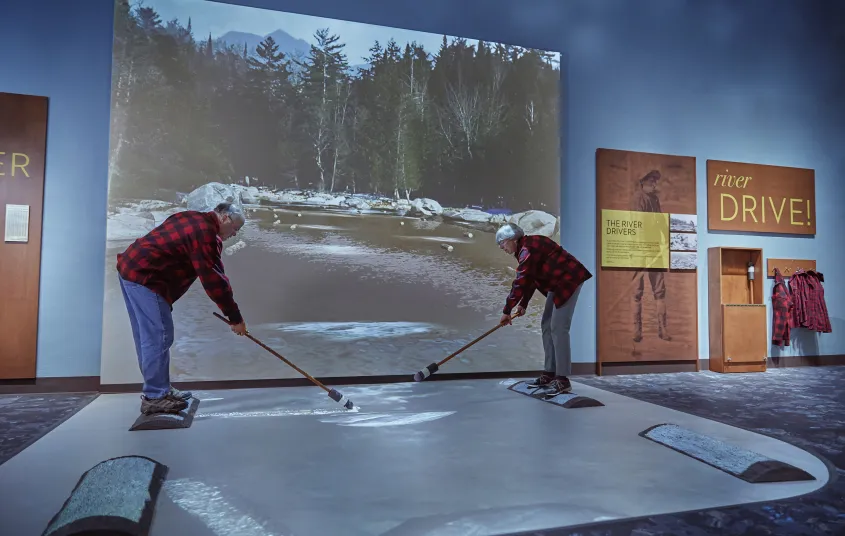 A fabric tent covering a raised deck next to the pond