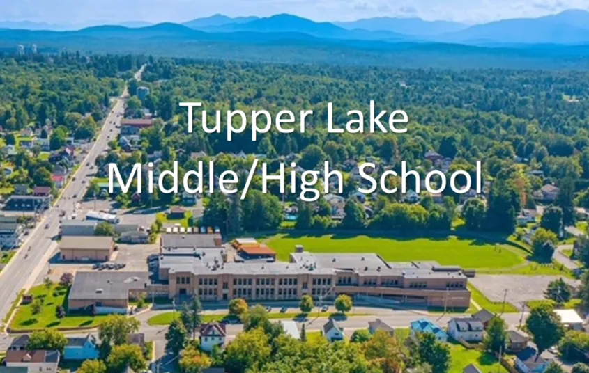Aerial view of the school and grounds.