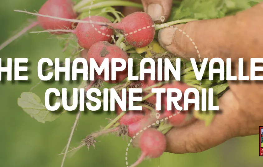 A banner that reads: Champlain Valley Cuisine Trail.