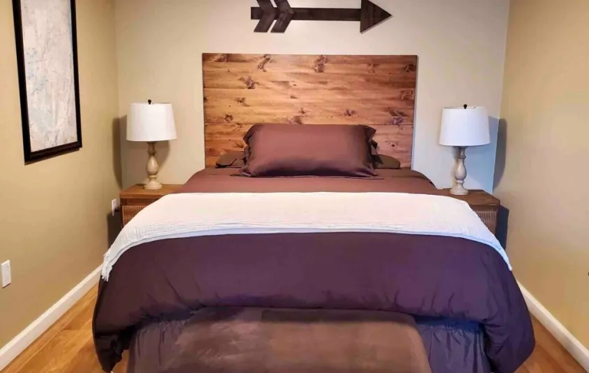 The primary bedroom with a large bed