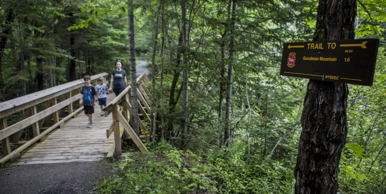 The trail includes bridges over deep gorges and wetlands.