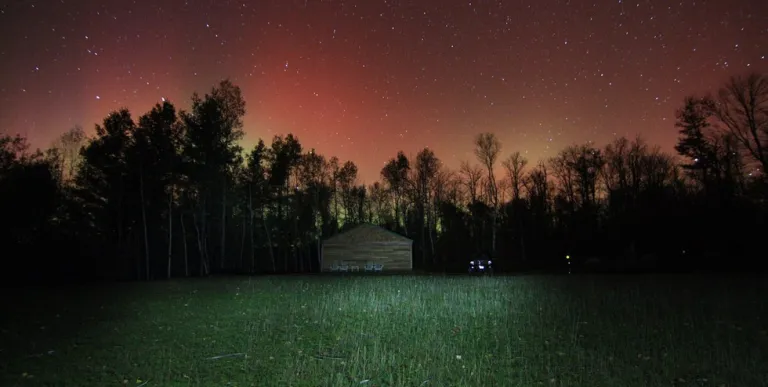 A building under the night sky