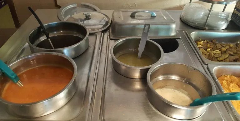 Soups at the buffet.