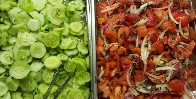Tomato & cucumber salads