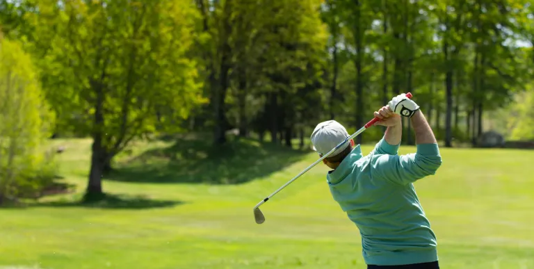 Golfer gears up for a swing