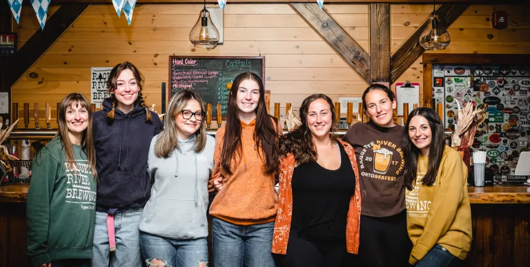 The crew of lovely ladies in the flagship beer hall