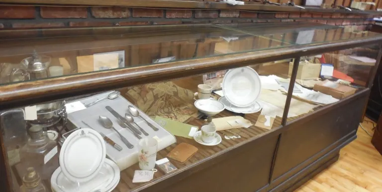 A glass display case