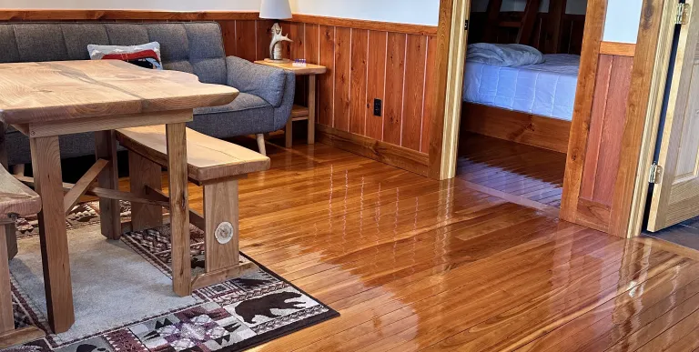  adirondack chairs around rustic firepit