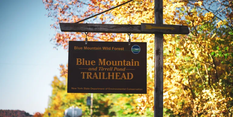 A sign for Blue Mountain