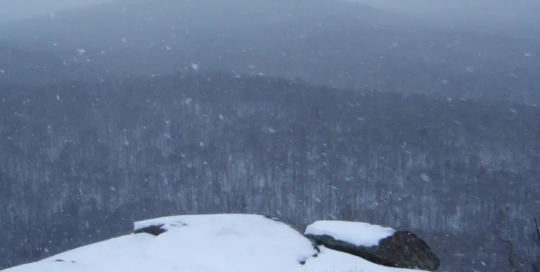 The view in winter from Goodman Mountain summit.
