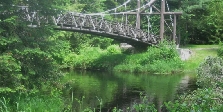 A large wooden bridge near the start of the High Rock trail