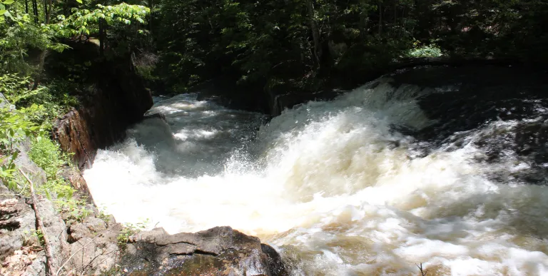 A narrow cascade of water