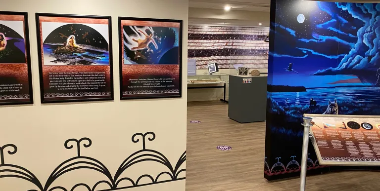 Multiple exhibits at the Akwesasne Cultural Center.