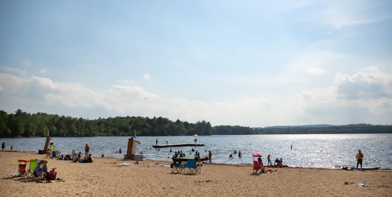 The campground is on the shores of Little Wolf Pond.