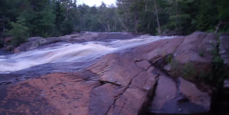A smooth flowing waterfall over rocks