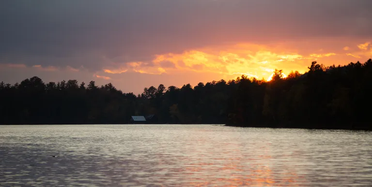 A pond during sunset