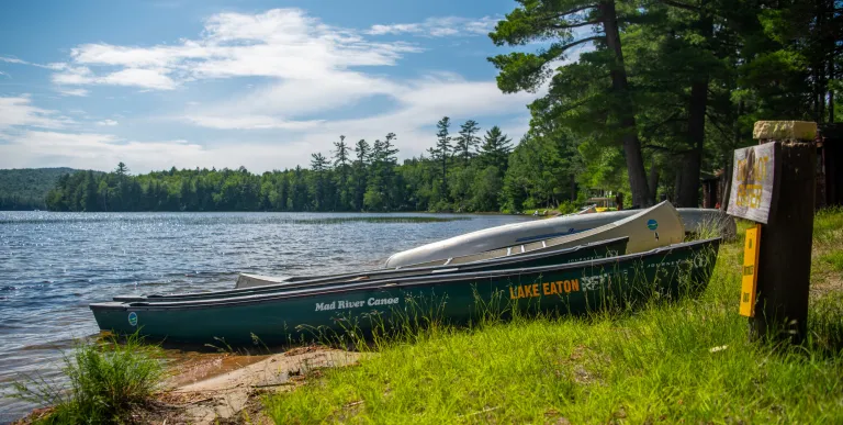 A canoe on land at Lake Eaton