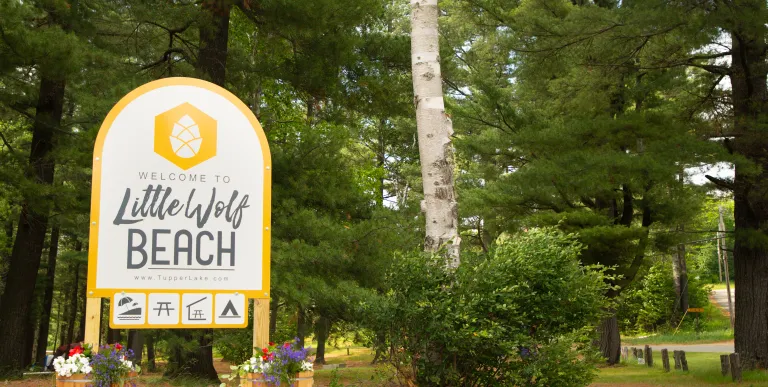 A sign for Little Wolf Beach