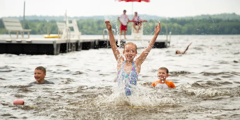 Kids play in the water