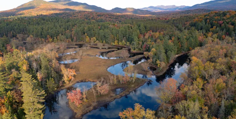Aerial view of a winding river