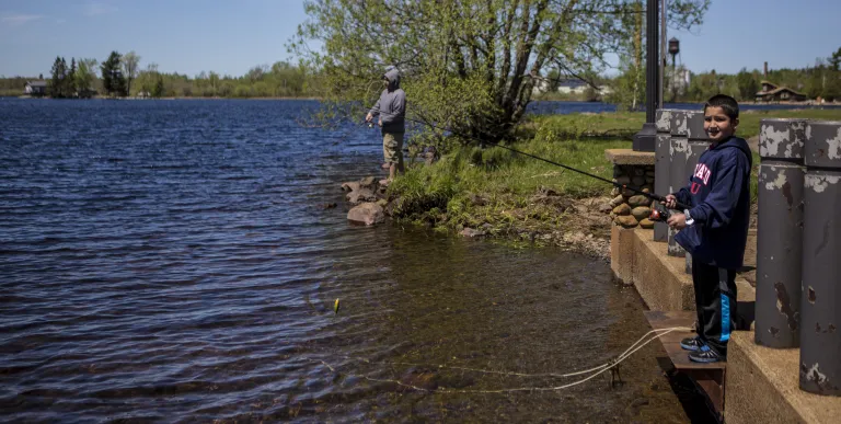 Fish from shore at Raquette Pond.