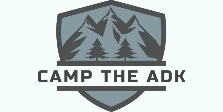 Logo of mountains and the words 'Camp the adk'