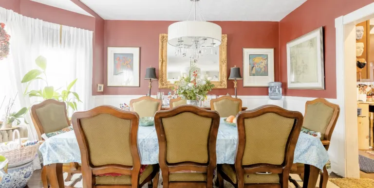 The formal dining space from the view of the head of the table