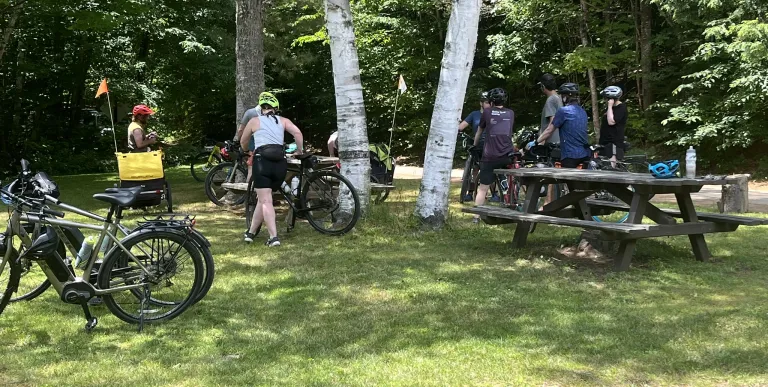 People with bikes at a park