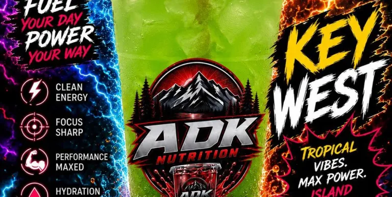 A green liquid in a clear cup with ice labeled Key West offered at JET ADK Nutrition