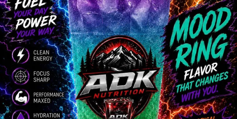 A layered multi colored liquid in a clear cup with ice labeled Mood Ring offered at JET ADK Nutrition